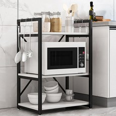 엠지 주방 렌지대 수납장 다용도 수납 정리대 3단 MG-132, 블랙화이트