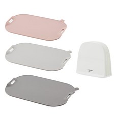 HANSSEM 砧板 3入+收納架, 粉色（小）、灰色（中）、卡其色（大）