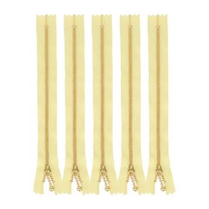 YKK 粉彩金屬拉鍊 20cm, 黃色的, 5個