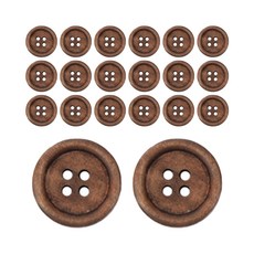 brand yarn 質感凸木鈕扣 25mm 10入, 棕色的, 2個