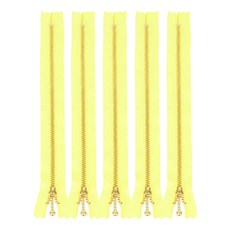 YKK 粉彩金屬拉鍊 20cm, 霓虹黃, 5個