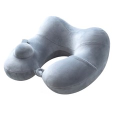 캠핑 여행용 에어 목베개 파우치 세트, 그레이, 1개