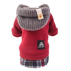 Story House小狗針織帽連帽T, 紅色的