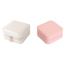 mini飾品收納盒 象牙白+粉色組, 1套