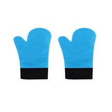 厚矽膠隔熱手套, 03藍色, 2個