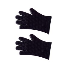 厚矽膠隔熱手套, 03黑色, 2個