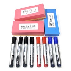 生墨馬克笔 黑色 4入 + 紅色 2入 + 藍色 2入 + 大型魔術泡棉板擦 + 雙面超細纖維板擦, 黑色, 紅色, 藍色, 1套