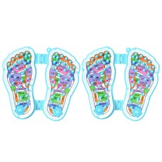 쇼핑죠이 발바닥 지압판 양발 + 투명 후크 세트, 2세트, 혼합색상