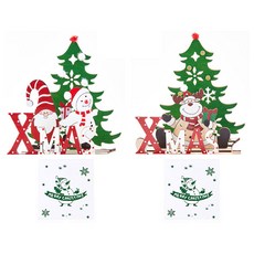 Yeongwon 11000 聖誕雷射木質立體裝飾卡 2款組 H110, 混合色, 1套