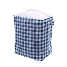 UNICOSY 大容量衣物羽絨被收納籃, 05藍色格子, 1個