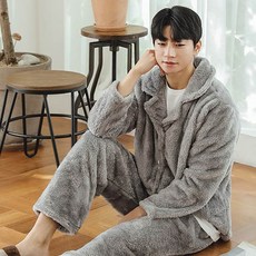GLAM GONGGAM 素色絨毛長袖睡衣+長褲