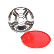 위노하우 스텐 5구 원형 반찬 용기, 1개, 반찬용기