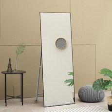 데코퍼니쳐 알루미늄 비산방지 거치 전신거울 600 x 1700 mm, 블랙