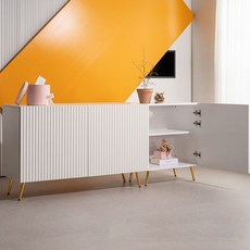 에보니아 블리 다리형 우형 박스형 거실장 600, 화이트