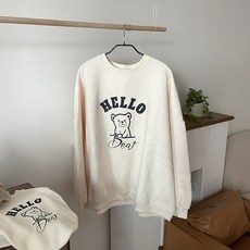 BYDAMSOOMI 小狗衣服 Hello Bear 情侶運動衫, 象牙