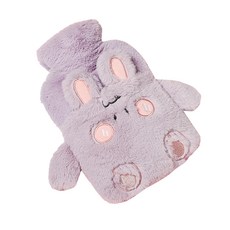 可愛毛絨兔子防燙布套熱水袋 紫色, 1個