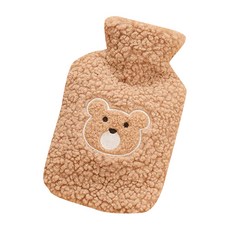 快速家居 防寒可愛保暖熱水袋 14 咖啡色熊頭 1000ml, 1個