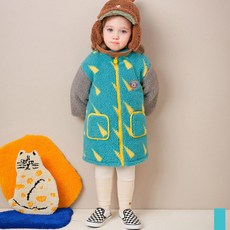 mollimelli 兒童三角撞色搖粒絨長版外套