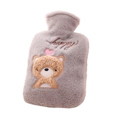 快速暖手熱水袋保暖熱水袋+布套組 14 淺灰色 1000ml, 1個