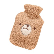 可愛毛絨防燙布套熱水袋 咖啡色小熊 1000ml, 1個
