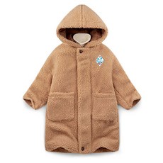 JELISPOON 孩童刷毛長版連帽長袖外套