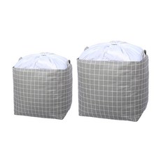 可摺疊棉被收納籃 75L+100L, 灰色格紋, 1組