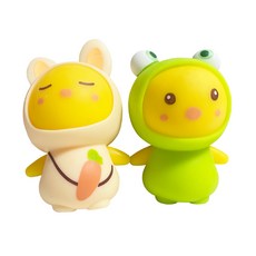 다미샵 옷 입는 인형 말랑이 2종 세트, 9cm, 토끼옷, 개굴옷, 1개