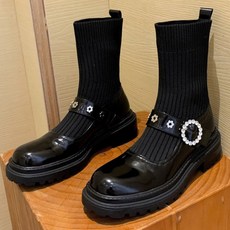 빈슈 여성용 심플 쥬얼리 삭스 부츠