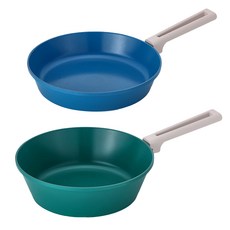 Reborn.J 電磁爐適用陶瓷單柄不沾鍋具 2入, 平底鍋28cm+炒鍋28cm, 混色