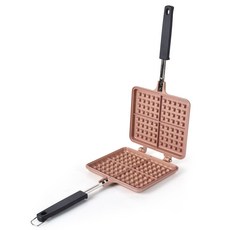 Kaufmann 電磁爐適用方形不沾4格鬆餅烤盤 玫瑰金, 1個, 18 x 15 厘米