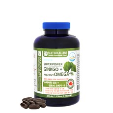 내츄럴365 슈퍼파워 징코 + 엔초비 오메가3 221.4g, 180정, 1개