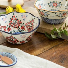 PAWIE 手工製圖案花邊碗 2入, 黃色, 紅色, 1套