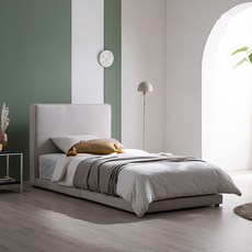 베드리움 스무디 패브릭 침대 + 7존 독립 스프링 매트리스 방문설치, 바닐라 아이보리