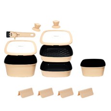 BoOh!gle IH感應陶瓷塗層不沾鍋具組 9入, 拿鐵米, 9件