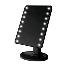 L&O LED 뷰티 터치 화장품 거치대 화장대 탁상용 거울, 블랙