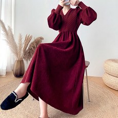 페이퍼먼츠 니트 랩 브이넥 겨울 롱 원피스 00903