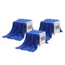 快潔生活 廚房清潔吸水加厚抹布 04 藍色, 3個