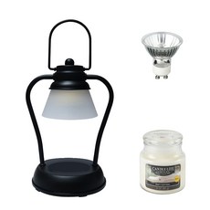 KAENDEULMAM 可定時迷你融蠟燈+鹵素燈泡+香氛蠟燭 S號, 黑色（蠟燭加熱器），軟棉（蠟燭）