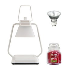 타이머 스퀘어 미니 캔들워머 + 양키 캔들 스몰자 세트, 블랙체리, 화이트