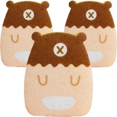 퀵살림 가정용 캐릭터 설거지 스펀지 수세미 02 이봐 곰, 1개, 3개입