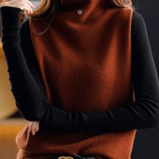 페이퍼먼츠 목폴라 부드러운 니트 베스트 조끼 00936