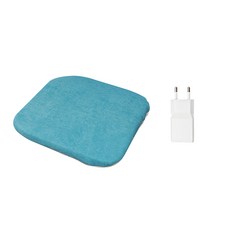 DAEHAN 便攜3段溫控遙控器USB單人電熱坐墊 DH-HEAT+USB充電器 5.0V 2.0A, 靠墊（40 x 40 厘米）, 天藍色
