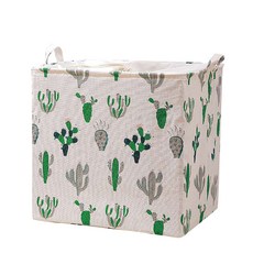 亞麻大型洗衣籃, 05 白色仙人掌, 1個