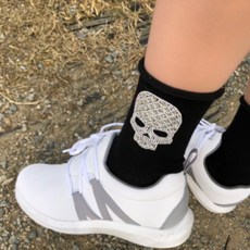 女款亮片骷髏高爾夫球襪, 黑色