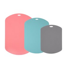 ELILIVING TPU 橢圓形砧板 3件組, 1套, 大(粉紅色), 中(薄荷綠), 小(灰色)