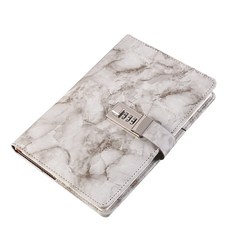 Ruby Coco密碼大理石簡約薄款上班族日記本, 灰色