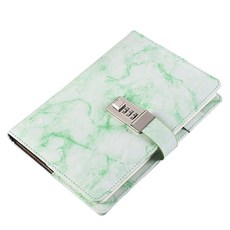 RubyCoCo 密碼大理石簡約纖薄上班族手帳, 綠色