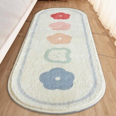 簡約小花小熊長條圓弧臥室地毯