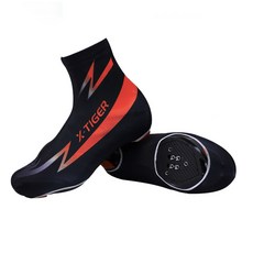 X-TIGER 拉絲防寒防塵鞋套, 黑+紅, 長(255~265)