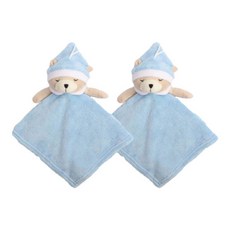 PARA:D 泰迪熊立體造型掛繩擦手巾, 藍色, 2入